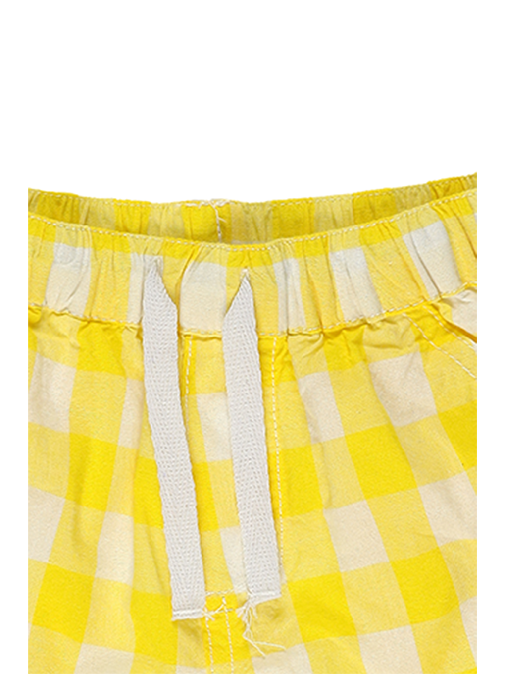 Sarı Erkek Bebek Beli Lastikli Kareli Şort-1