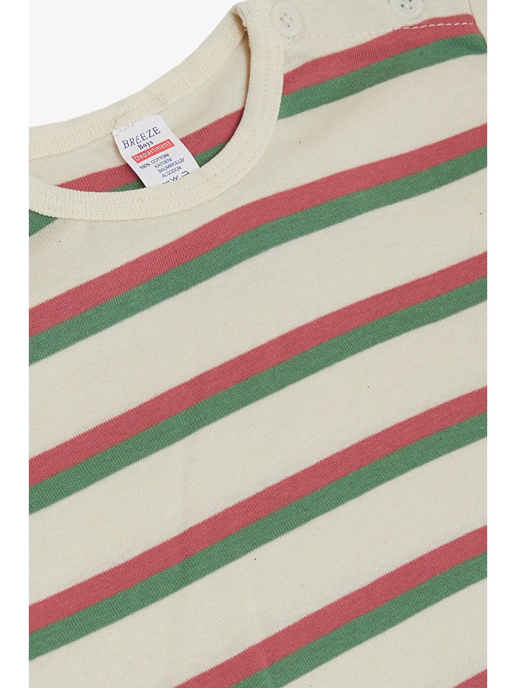 Ekru Erkek Çocuk Tişört Patlı Çizgili Krem (1-2 Yaş)-2