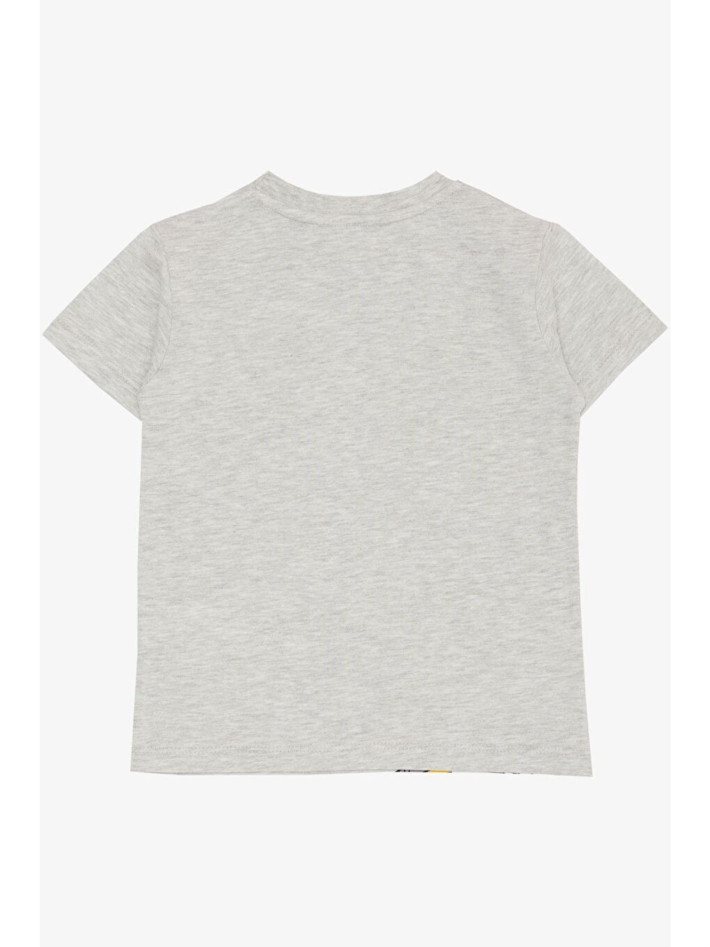 Bej Erkek Çocuk Tişört Pizza Yiyen Mutlu Dinozor Baskılı Açık Gri Melanj (2-3 Yaş)-1