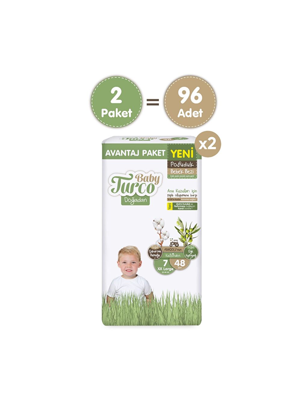 Doğadan Süper Avantaj Paketi Pofuduk Bebek Bezi 7 Numara Xxlarge 96 Adet-1