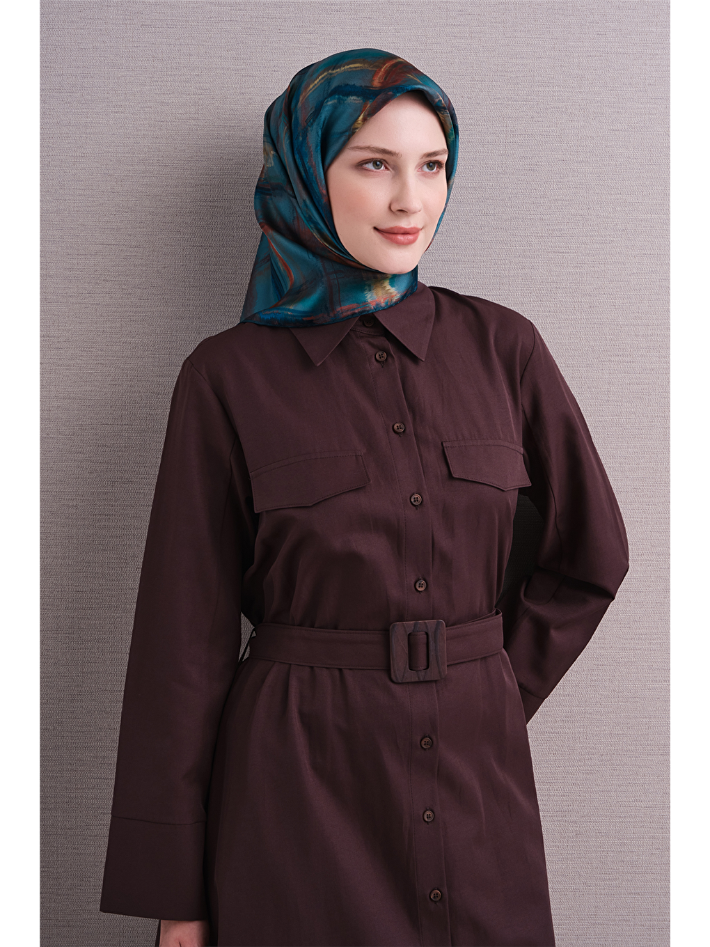 Karışık Saf İpek Twill Eşarp 9602d 06