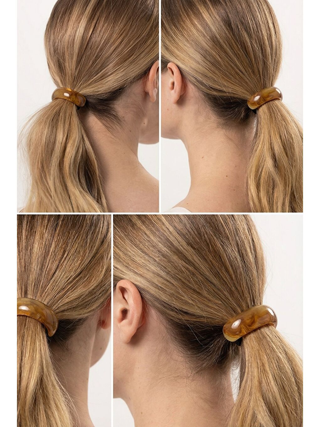 Kahverengi Oval Kemik Aksesuarlı Lastik Toka-1