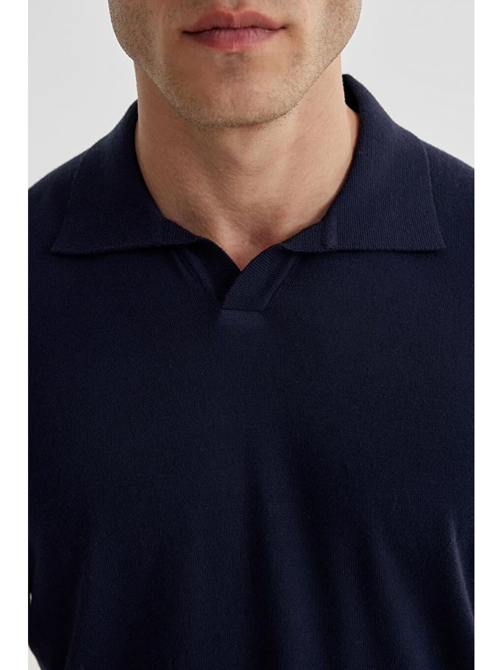 Lacivert Slim Fit Polo Yaka Triko Kazak-2