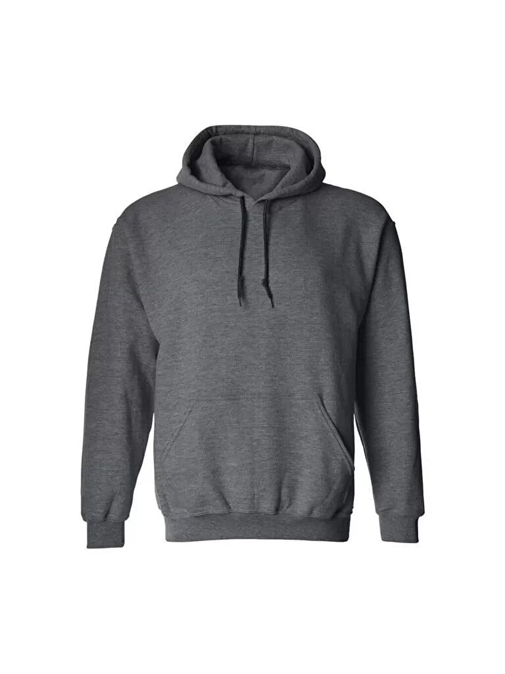 Gri Erkek Uzun Kol Kapüşonlu Basic Sweatshirt Hoodie-1