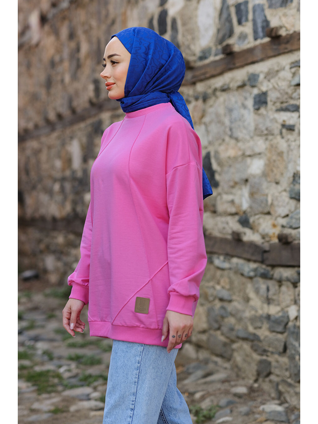 Locco Moda Pembe Çizgili Arma Detay Tunik Pembe - 1