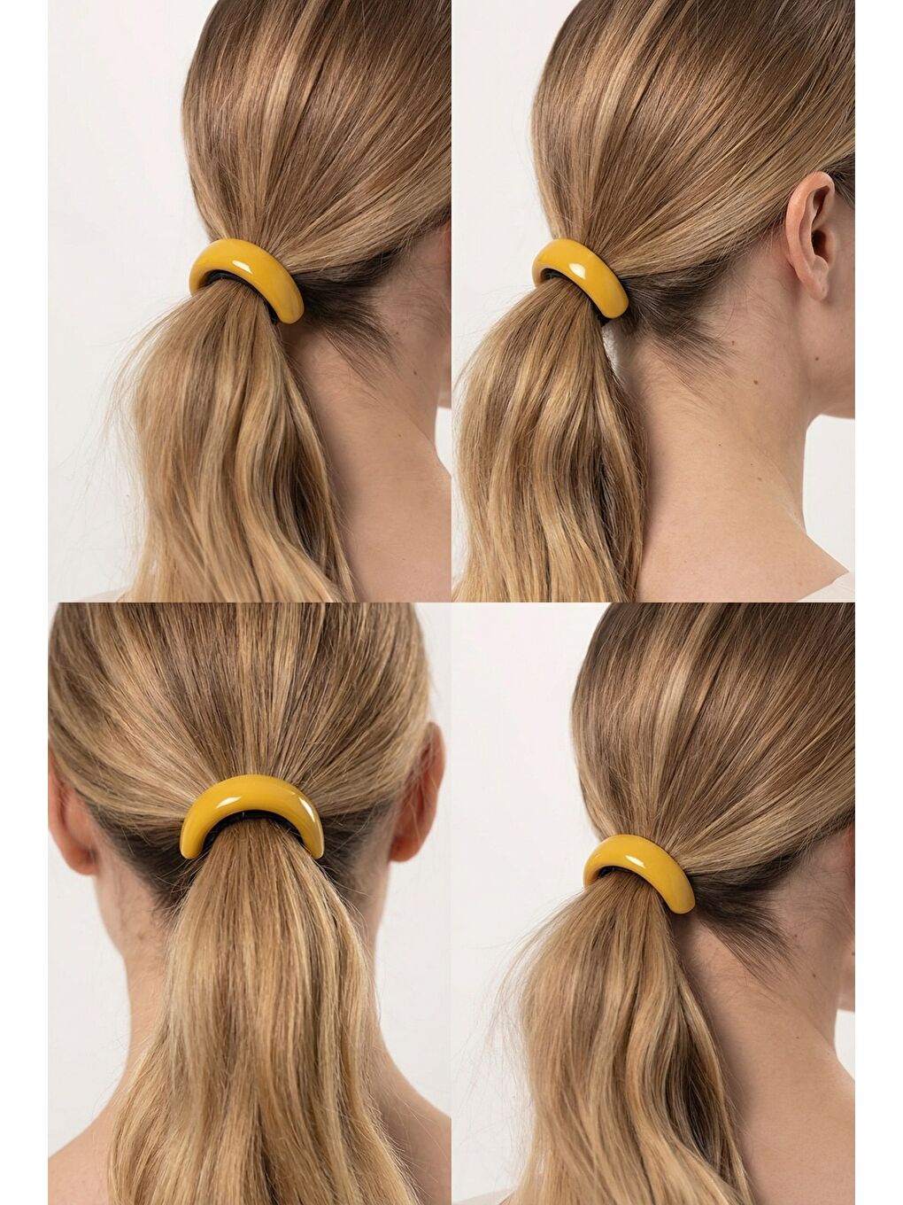 Sarı Oval Kemik Aksesuarlı Lastik Toka-1