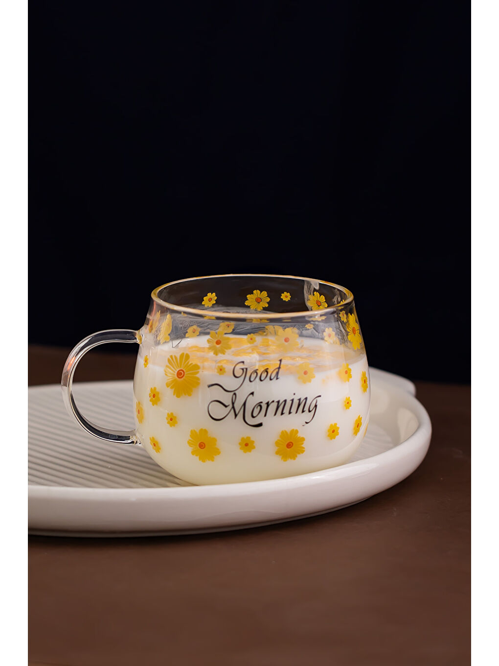 2089 2li Isıya Ateşe Dayanıklı Cam Kulplu Çay Bardağı Kahve Bardak Kupa Sarı 400 ml-1