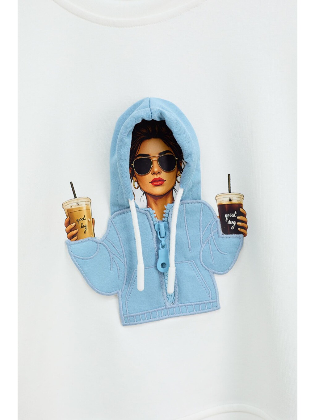 Mavi Kız Çocuk Hoodie Detaylı Sweatshirt Geniş Paça Eşofman Takımı 24780-4