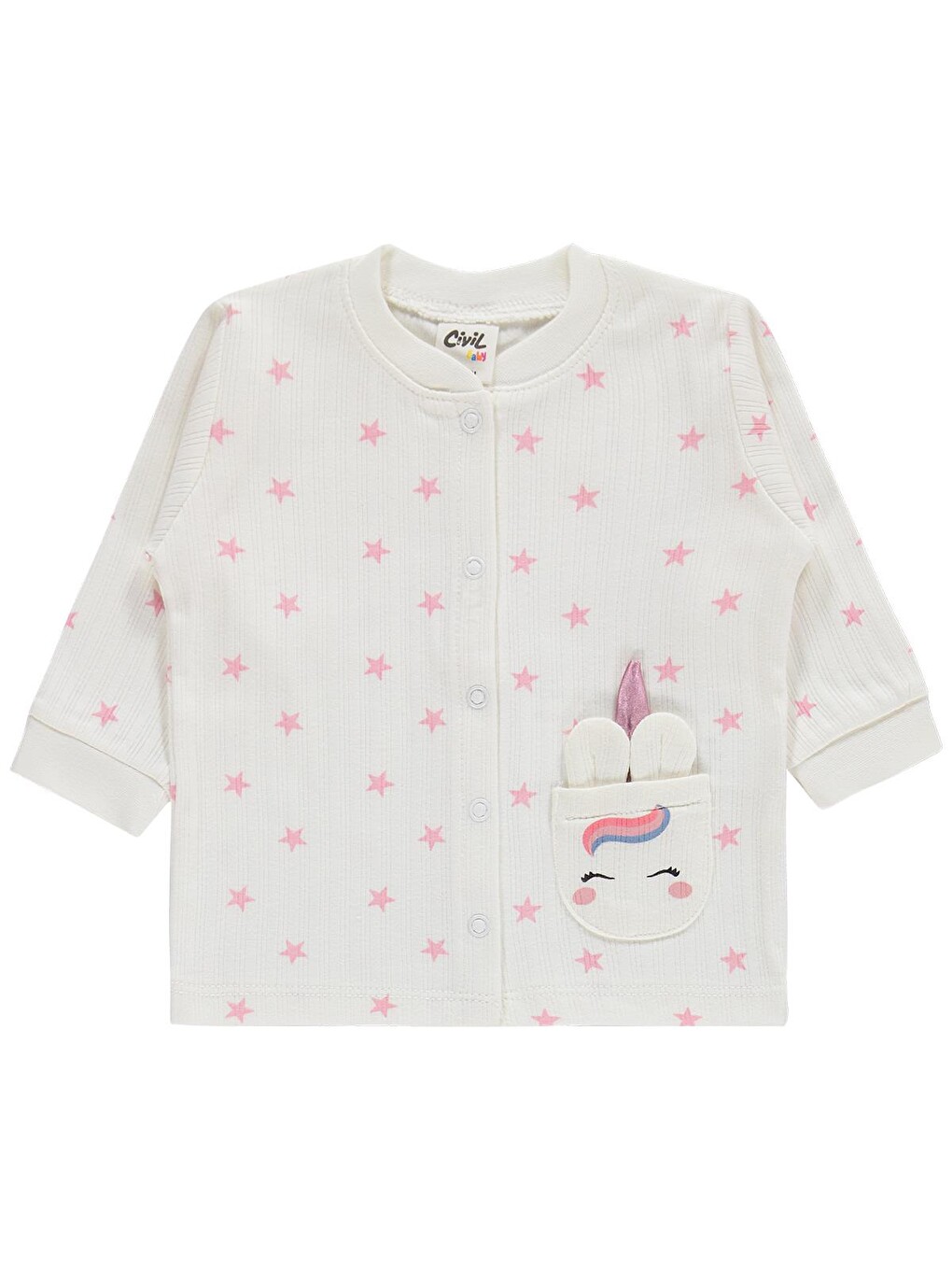 Baby Çiçek Empirme 1-9 Ay Pijama Takımı - Ekru-1