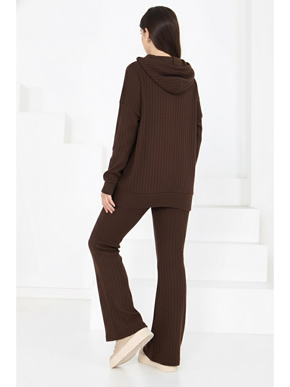 Kahverengi Uzun Kollu Kaşkorse İkili Takım Kahve - 27815-KAHVE-2