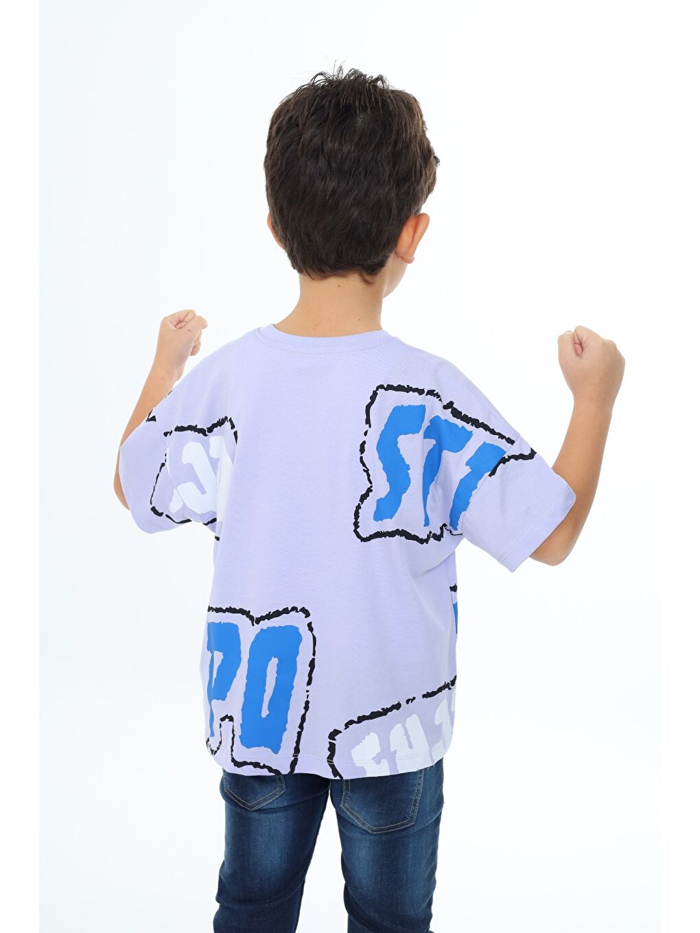 Lila Erkek Çocuk Baskılı Tişört-3