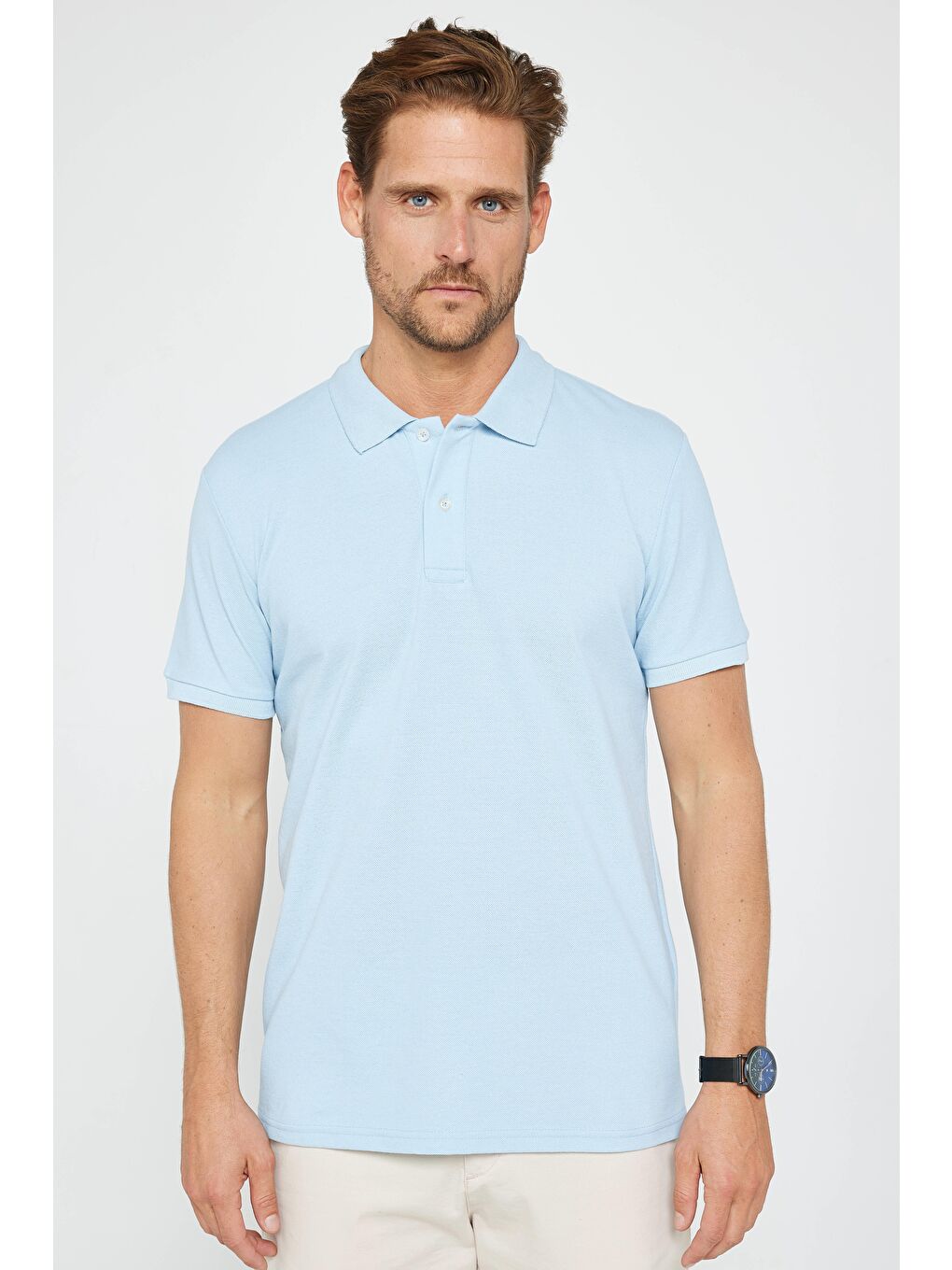 Karışık Erkek 5'li Paket Lacivert-Petrol-K.Petrol-Mavi-K.Mavi Slim Fit Pamuklu Düz Pike Polo Yaka Tişört-5