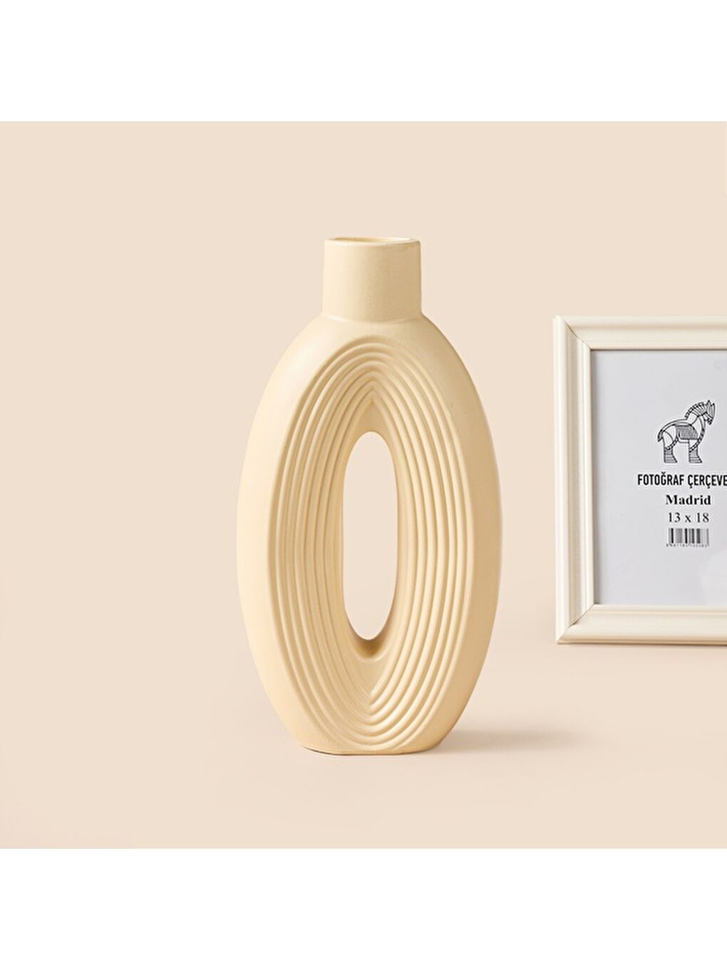 Deco Çizgili İskandinav Dekor - Bej - 27 cm-3