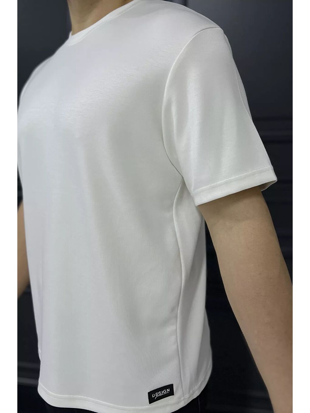 Ekru Erkek Bisiklet Yaka Tişört-3
