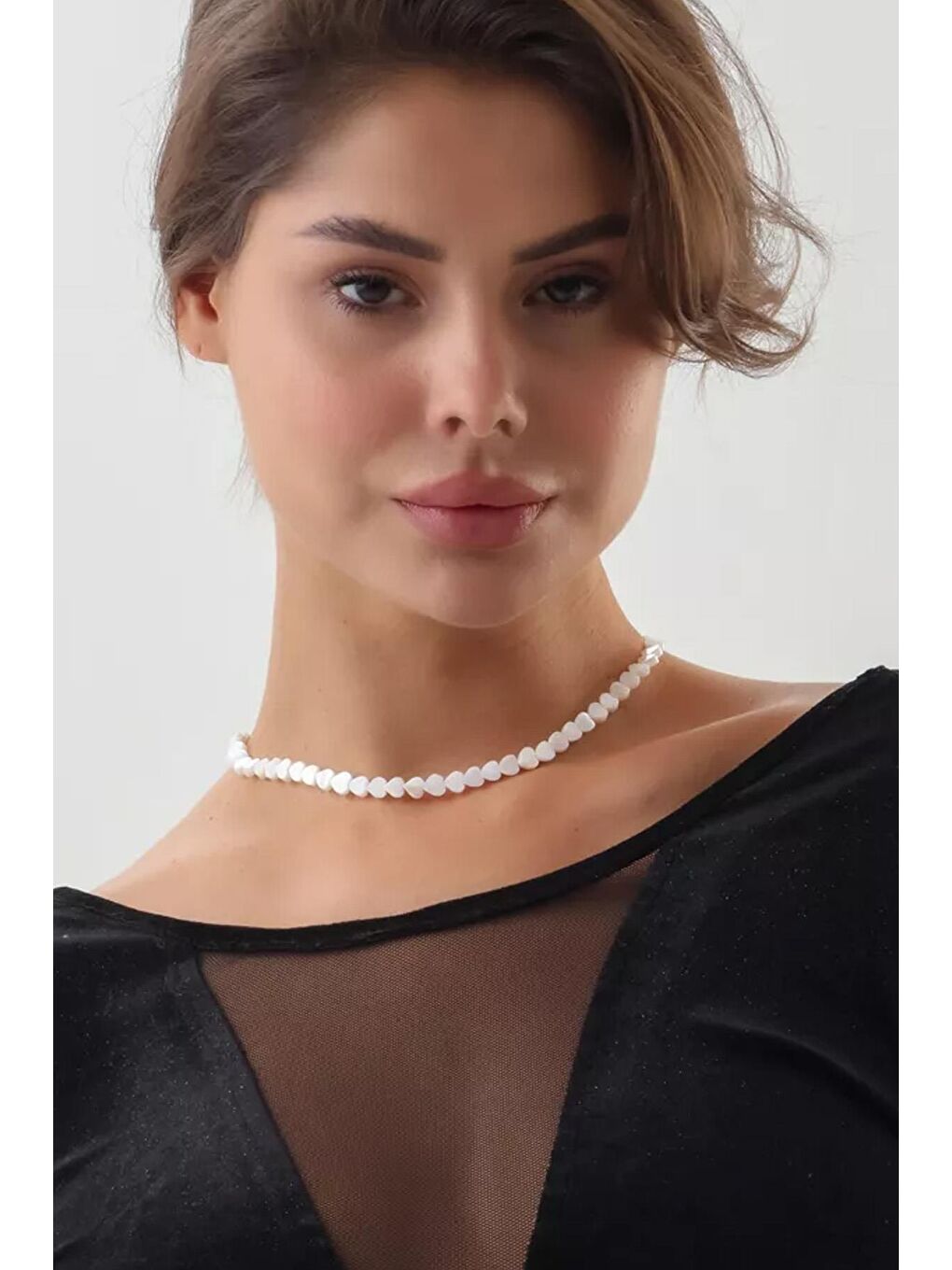 New Obsessions Beyaz Sedefli Kalp Kolye