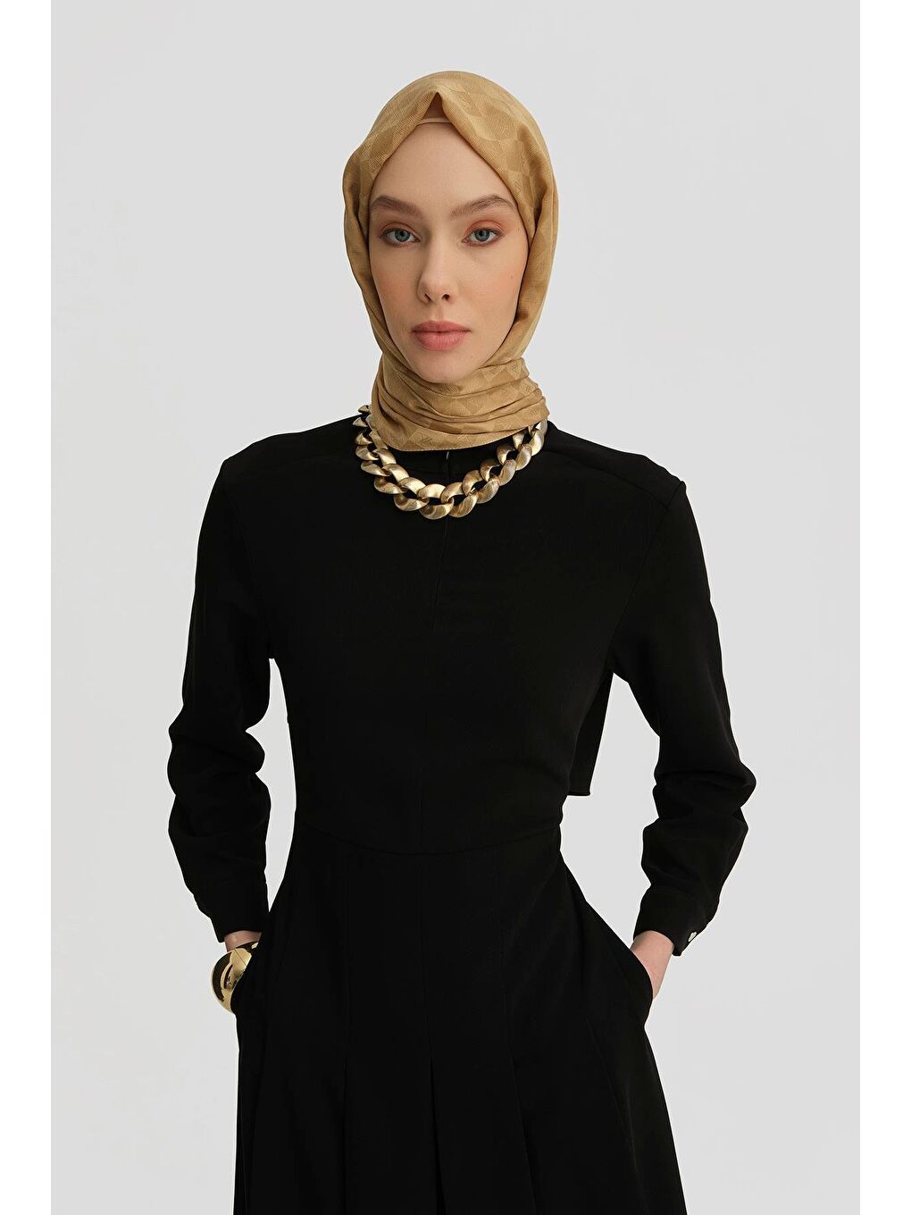 Pileli Elbise 25Y9018 Siyah-2