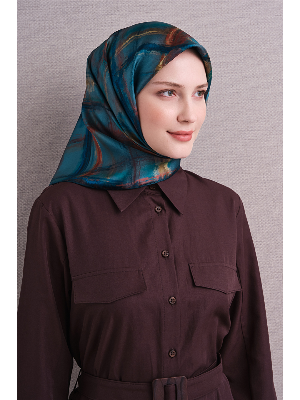 Karışık Saf İpek Twill Eşarp 9602d 06-1