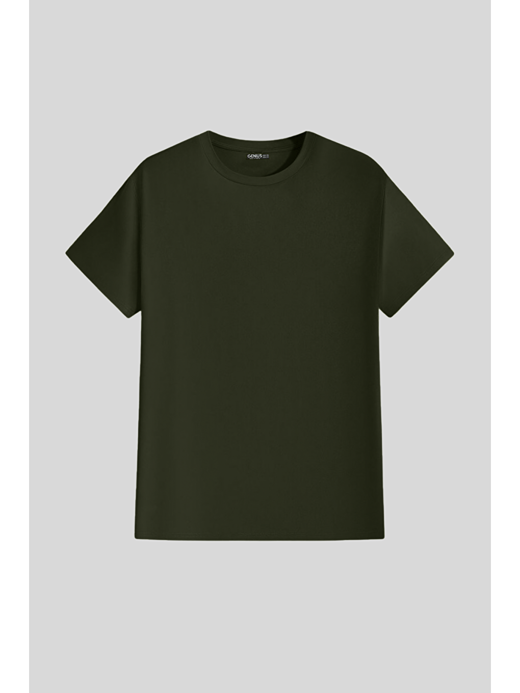 Haki Erkek Tişört Standart Kalıp Basic Bisiklet Yaka T-shırt BASIC-MANKENSİZ1-2