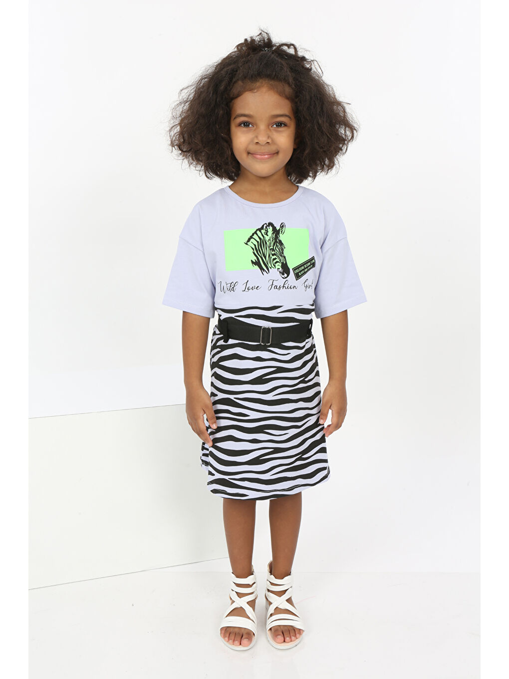 Toontoykids Mavi Kız Çocuk Zebra Baskılı Elbise - 2