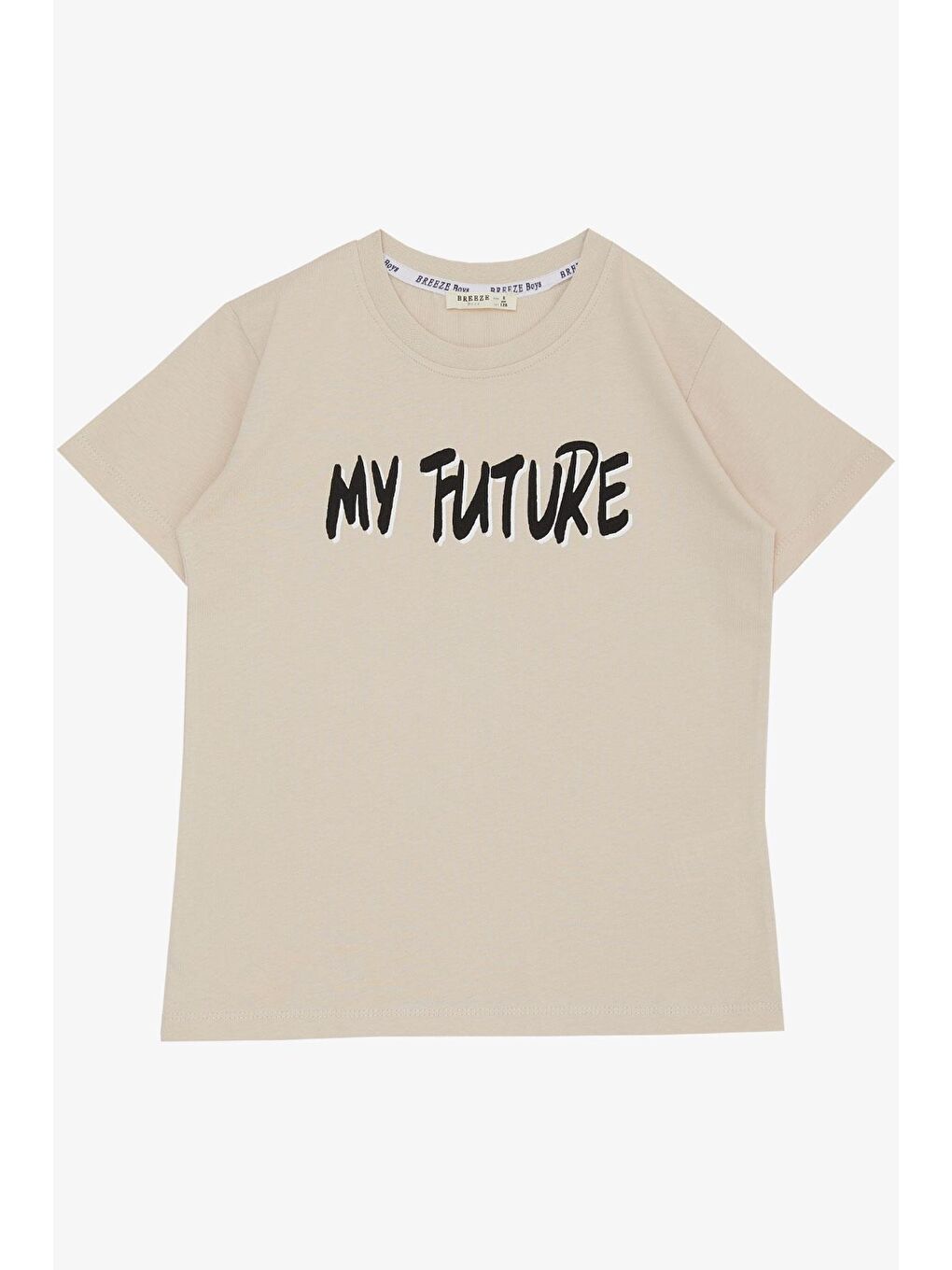 Erkek Çocuk Tişört Gelecek Temalı Yazılı Baskılı Bej (8-14 Yaş)