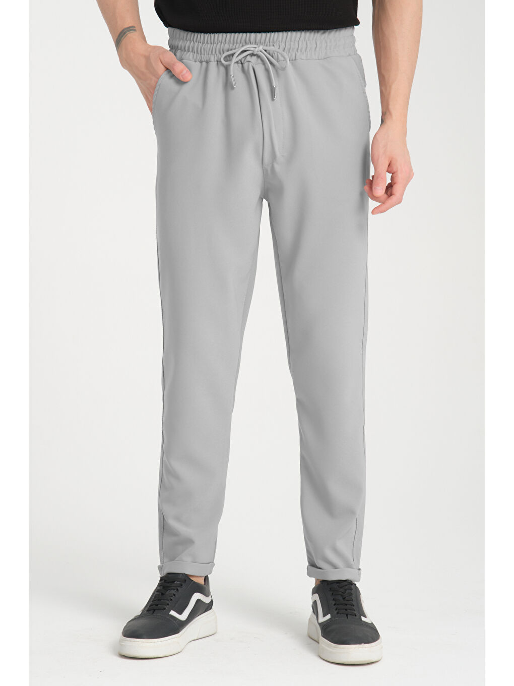 Gri Duble Paça Erkek Pantolon 3587