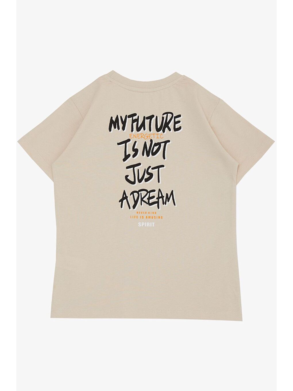 Erkek Çocuk Tişört Gelecek Temalı Yazılı Baskılı Bej (8-14 Yaş)-1