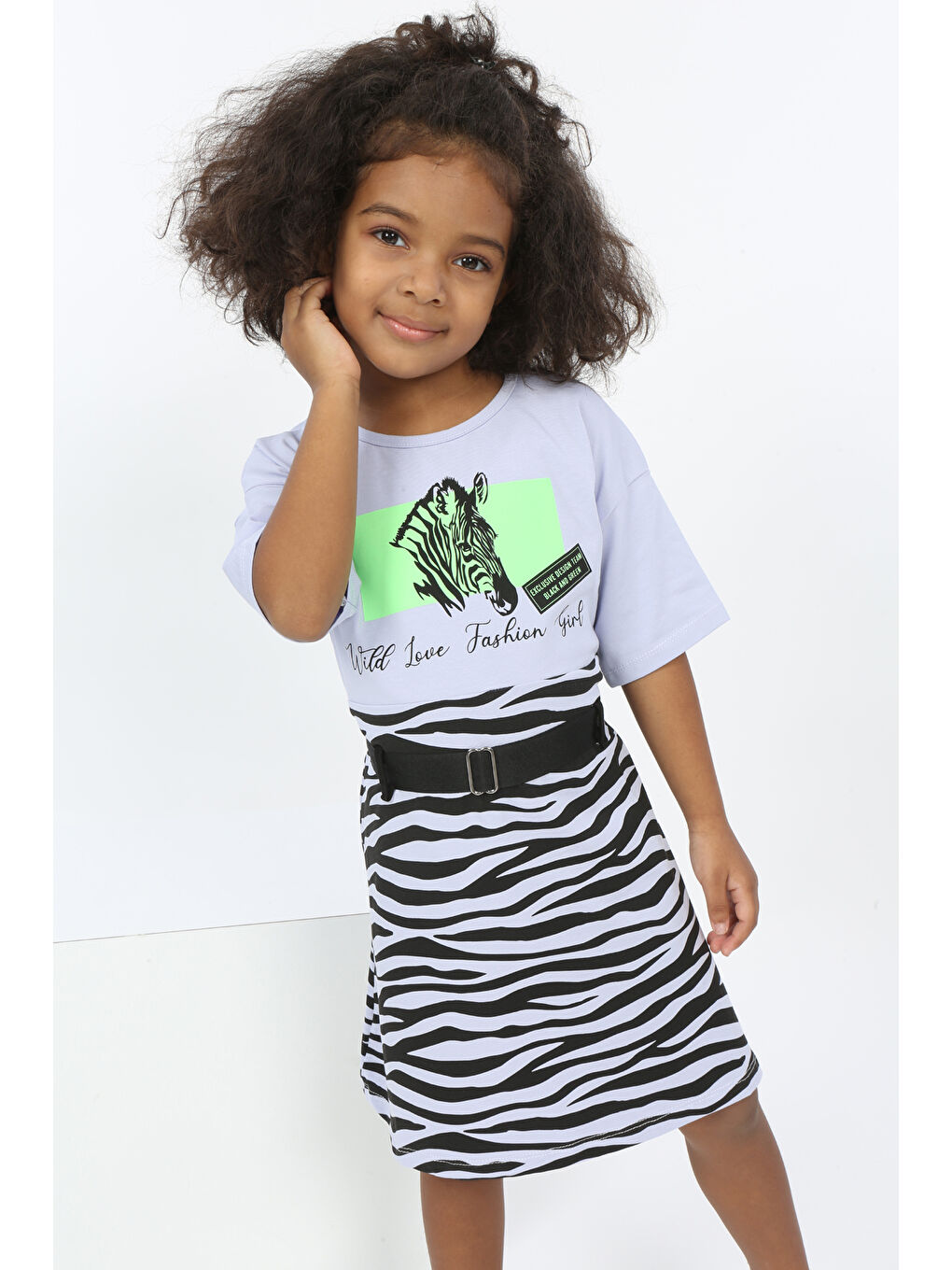 Toontoykids Mavi Kız Çocuk Zebra Baskılı Elbise - 3