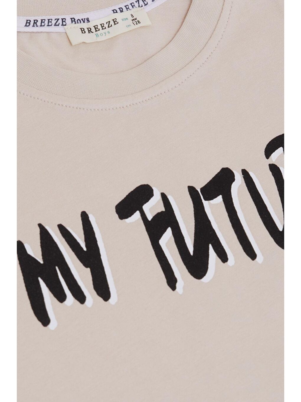Erkek Çocuk Tişört Gelecek Temalı Yazılı Baskılı Bej (8-14 Yaş)-2