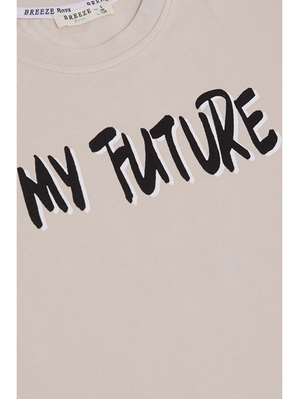 Erkek Çocuk Tişört Gelecek Temalı Yazılı Baskılı Bej (8-14 Yaş)-3