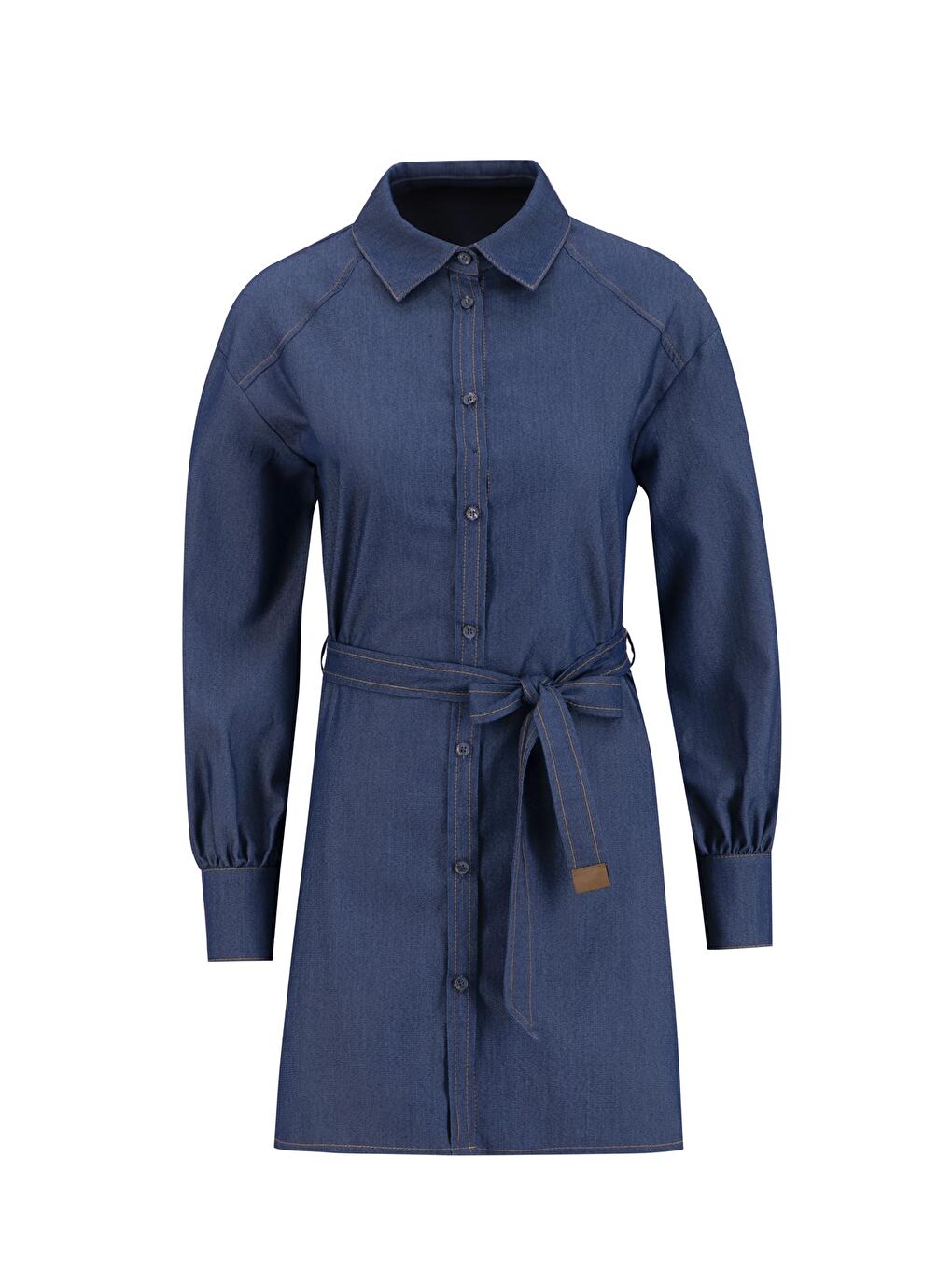 Üçgen Robalı Denim Tunik 24K4306 Lacivert