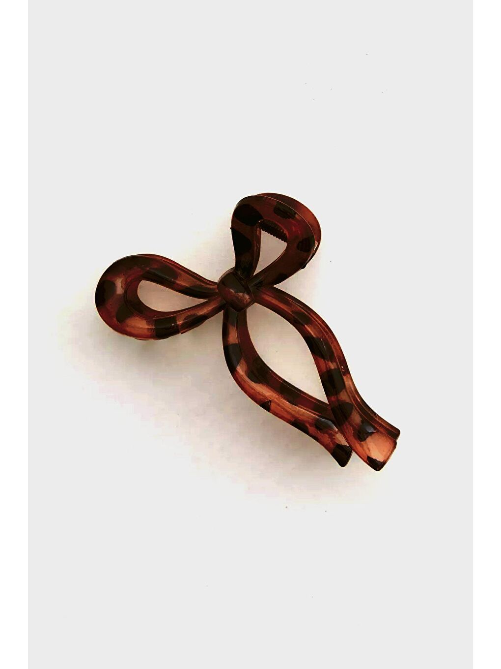 Kahverengi Leopar Desenli Küçük Fiyonk Mandal Toka-2