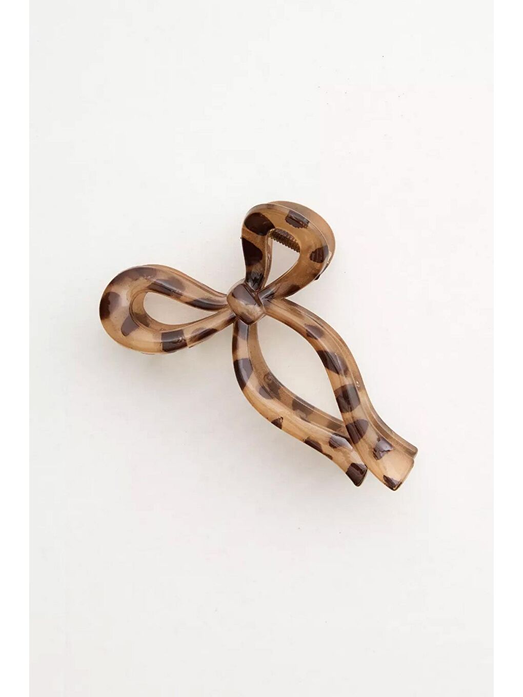 Bej Leopar Desenli Küçük Fiyonk Mandal Toka