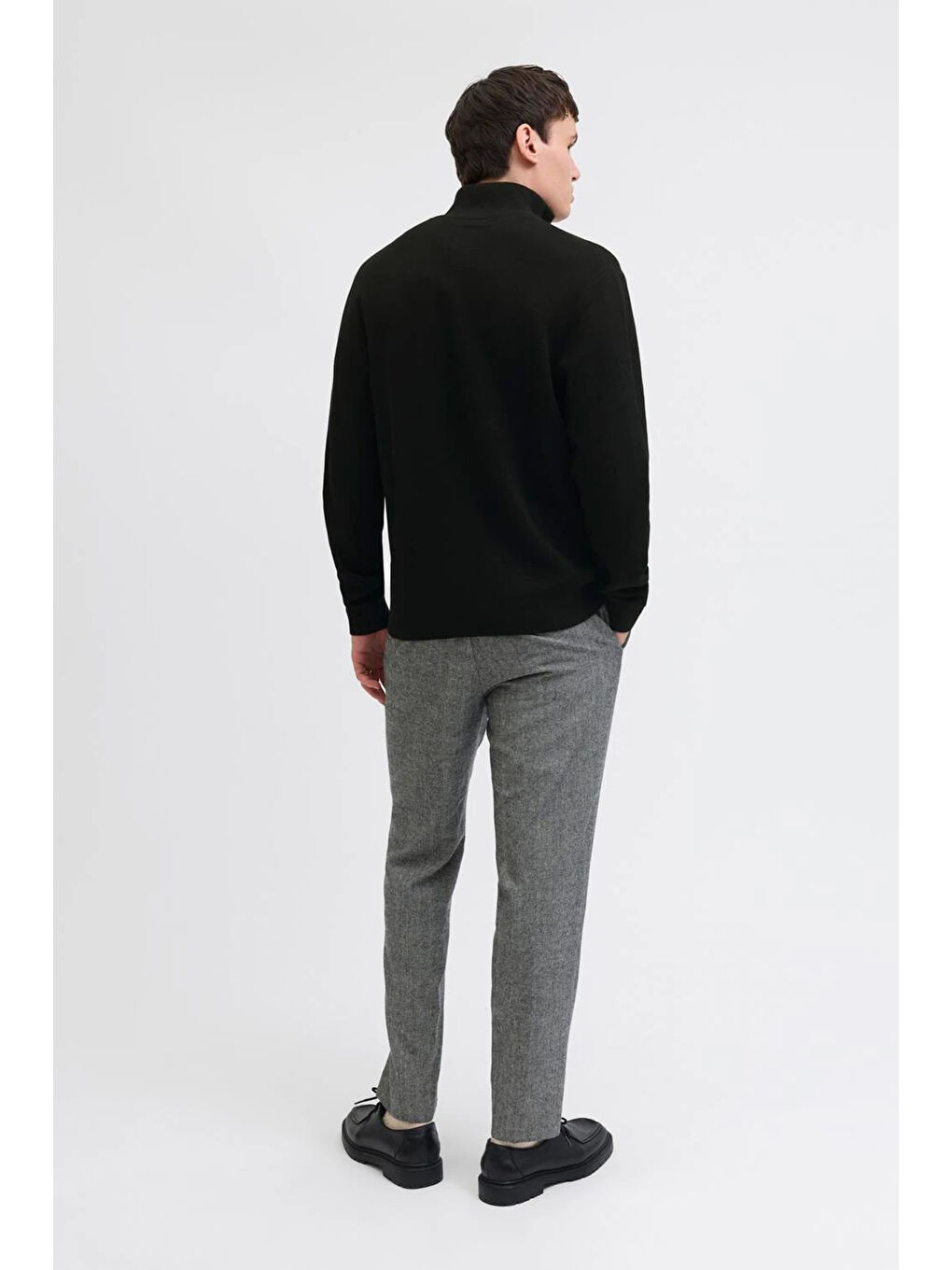 Siyah Premium Jprccmılano% 100 Pamuk Relaxed Fit Dik Yaka Erkek Kazak 12259664-3