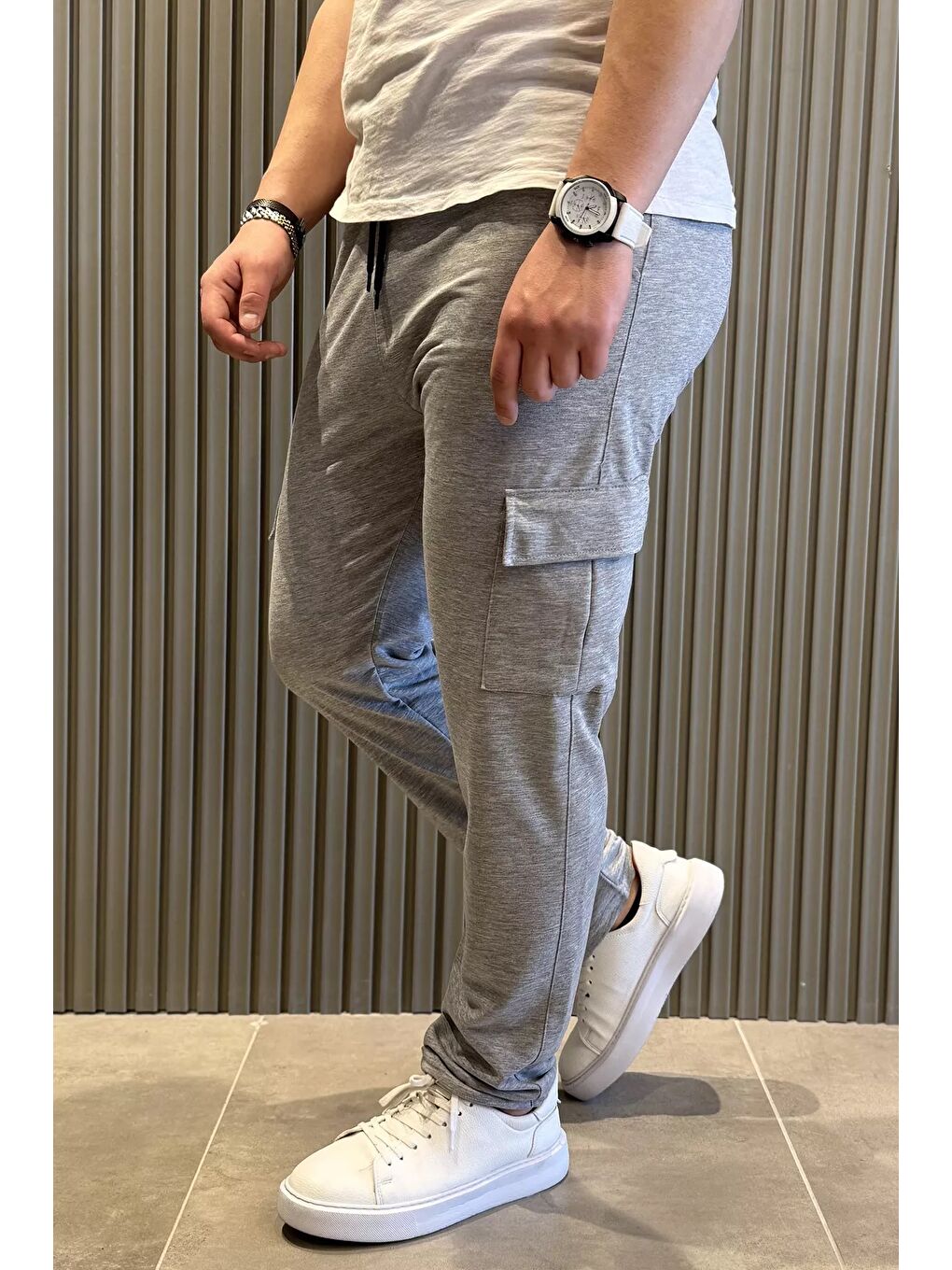 Gri Kargo Cepli Erkek Eşofman Altı-1