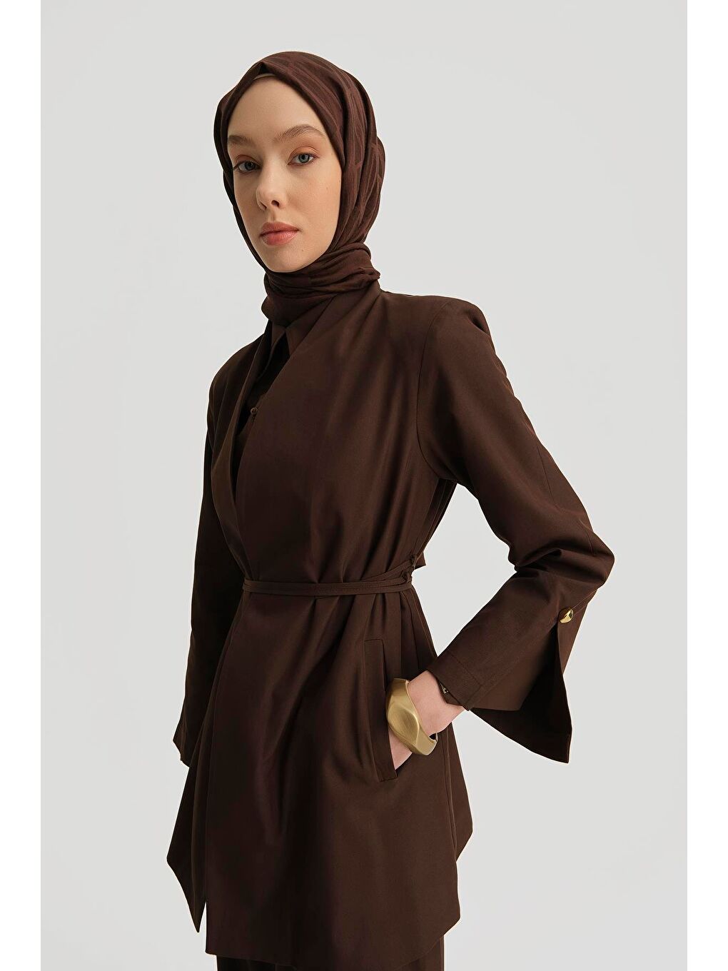 Blazer Ceketli Takım 25Y6007 Kahverengi-1