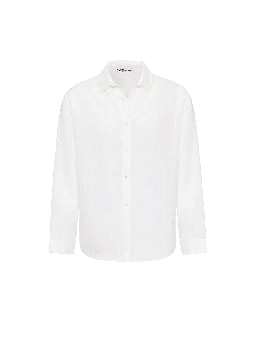 Çizgili Uzun Kol Oversize Gömlek Beyaz-1