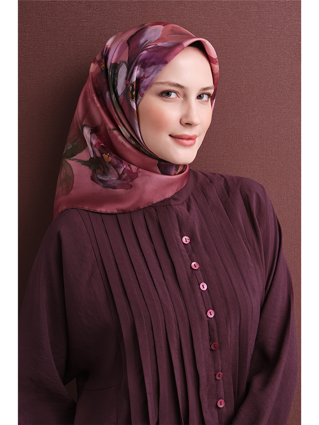 Pembe Saf İpek Twill Eşarp 9611d 31-1