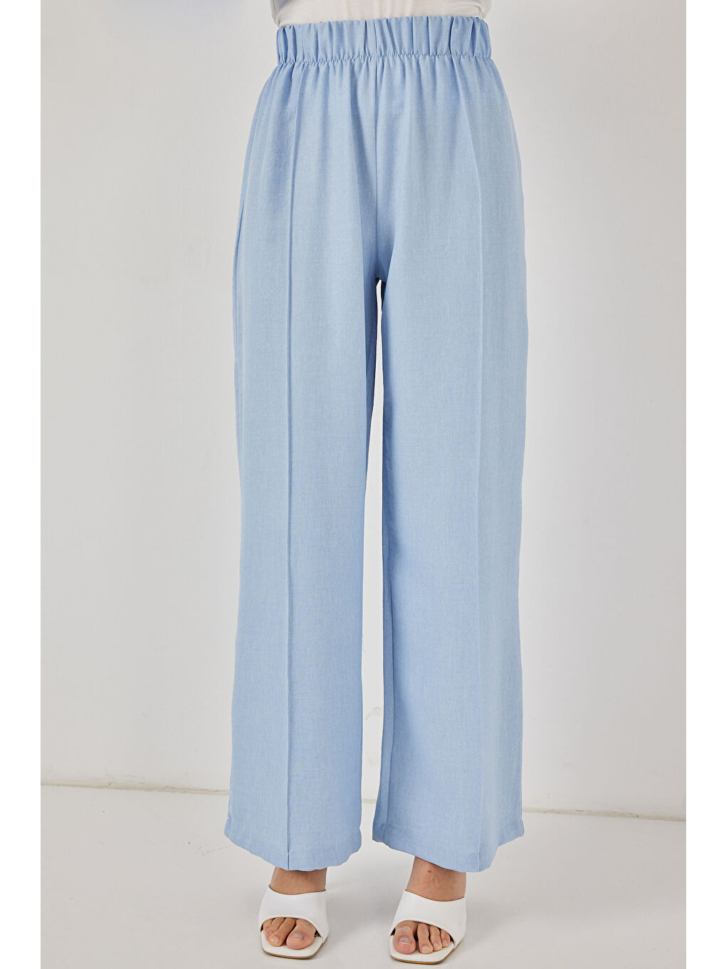 Kadın Keten Kimono İkili Takım 6727 - Mavi-3