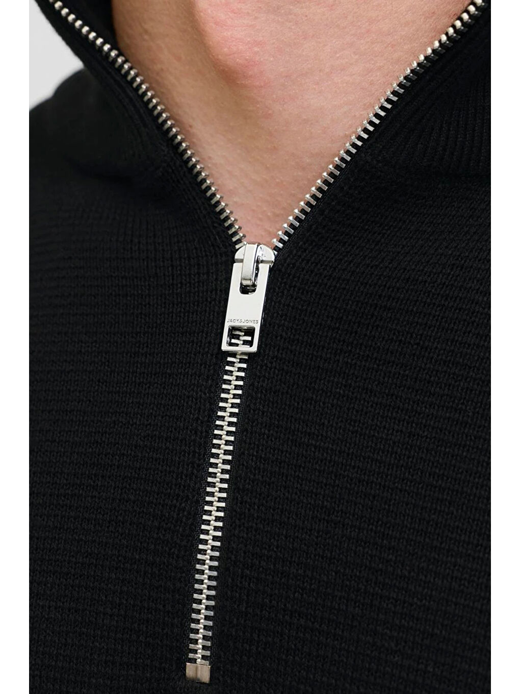 Siyah Premium Jprccmılano% 100 Pamuk Relaxed Fit Dik Yaka Erkek Kazak 12259664-6