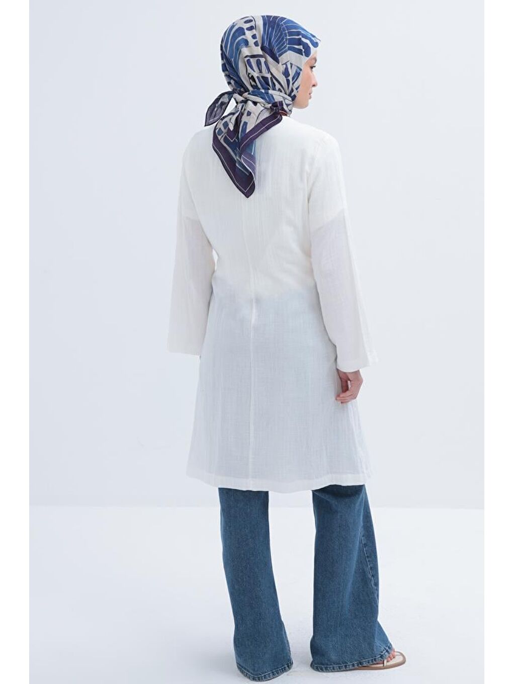 Ekru-Belden Bağlamalı Müslin Kap-3