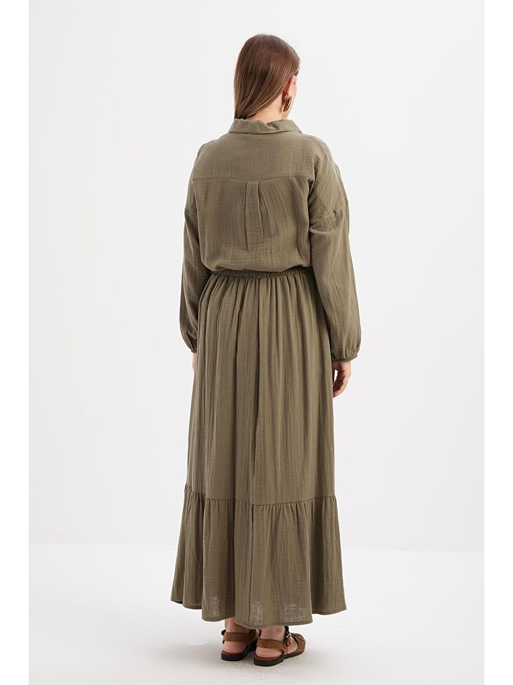 Haki-%100 Pamuklu Kloş Etek-3