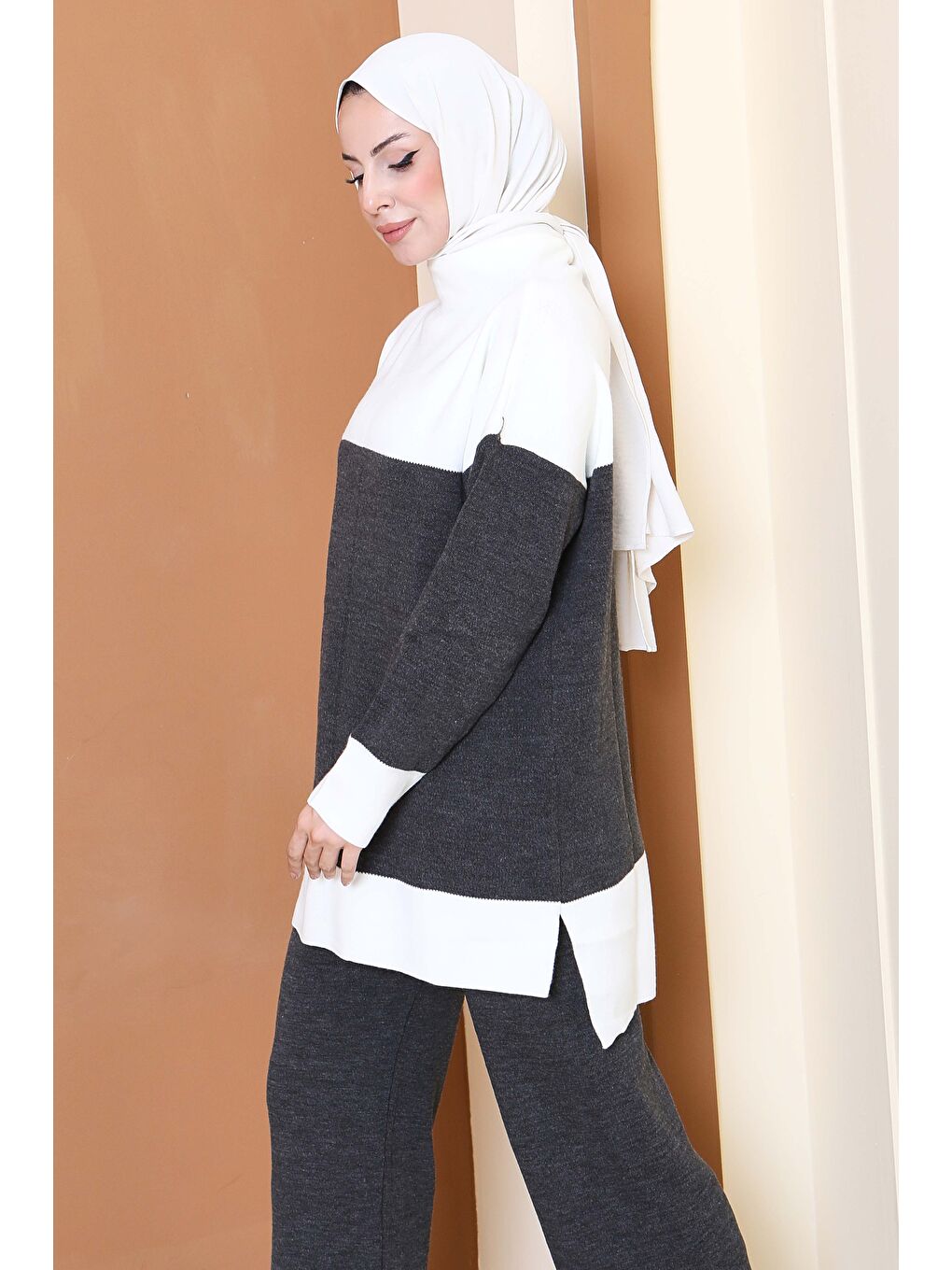 Garnili Triko İkili Takım Antrasit - 27805-ANTRASIT-2