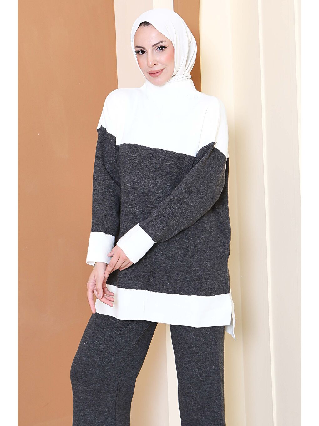 Garnili Triko İkili Takım Antrasit - 27805-ANTRASIT-4