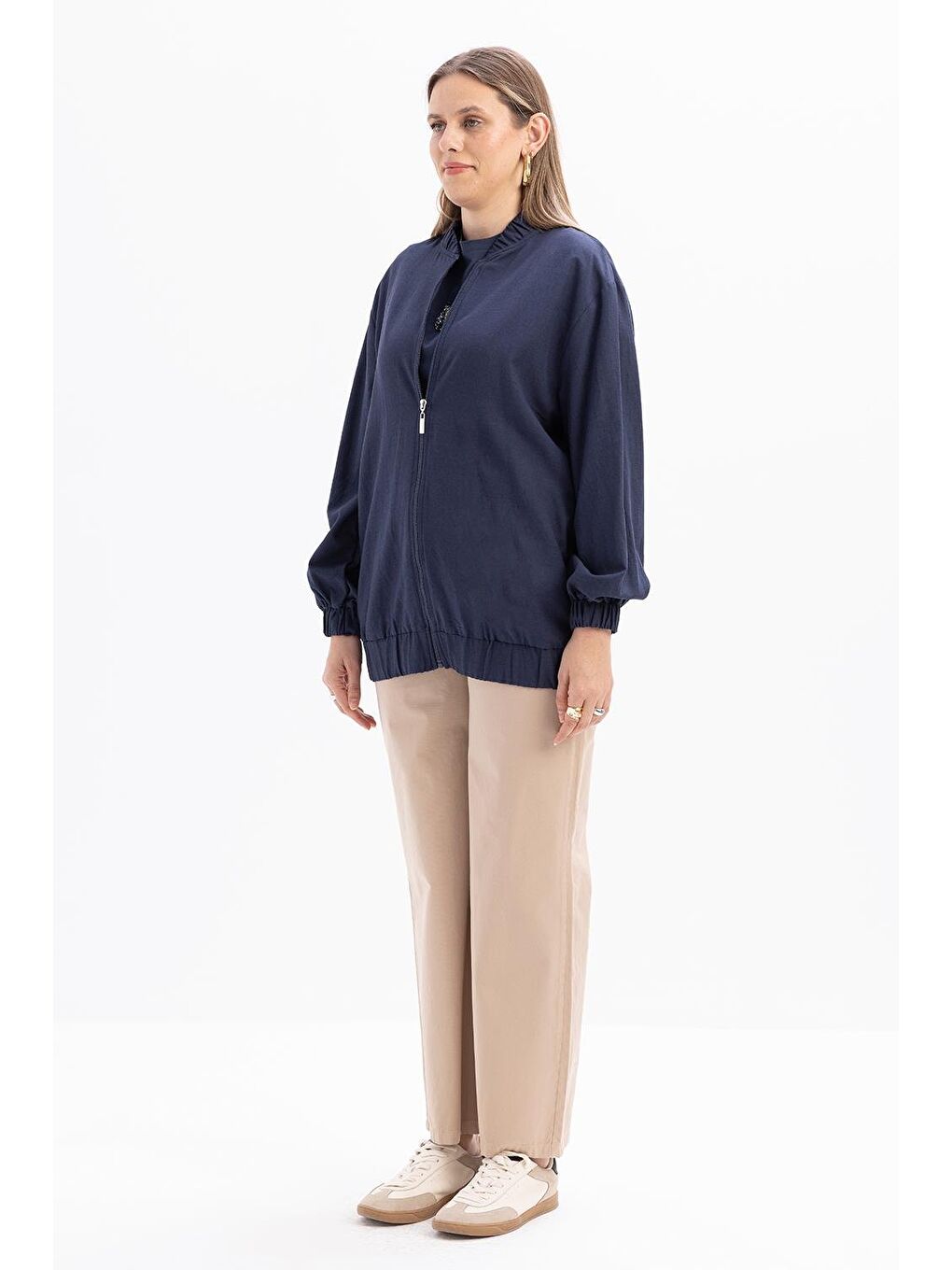 İndigo-Fermuarlı Ceket-2