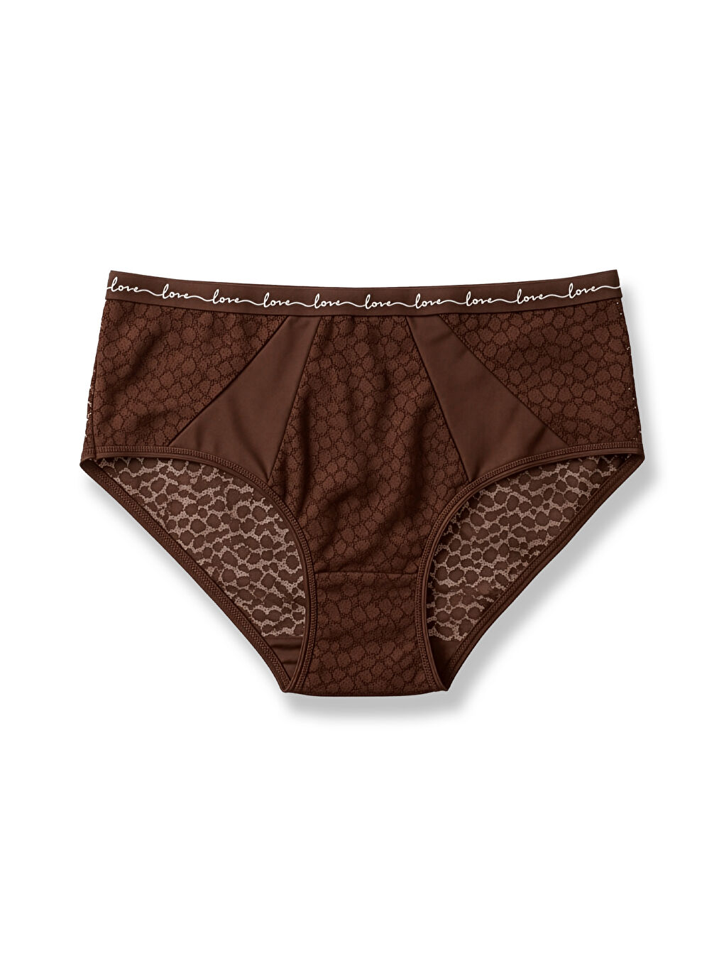 Karışık 3'lü Leopar Dantel Tül Detaylı ve LOVE Lastikli Yüksek Bel Kadın Külot-3