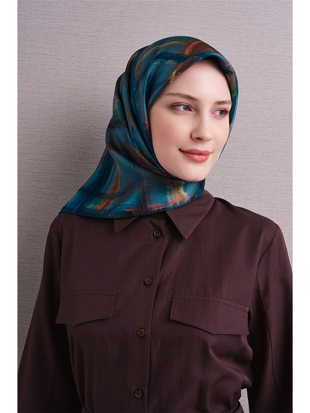 Karışık Saf İpek Twill Eşarp 9602d 06-2