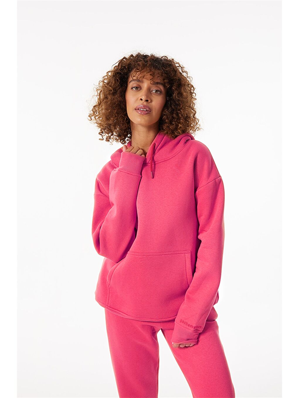 Kadın Stay Oversize Fuşya Hoodie Sweatshirt