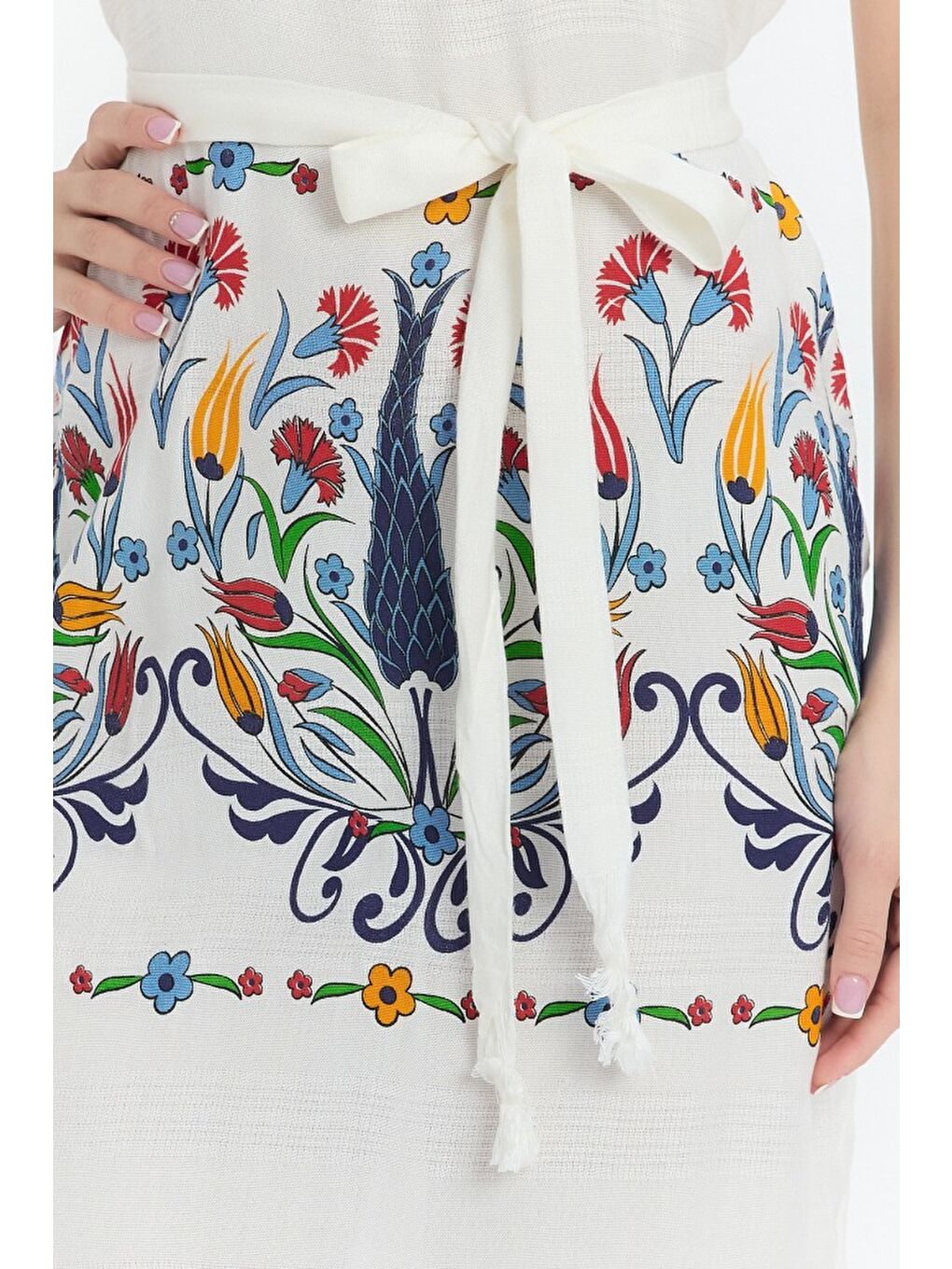 Lacivert Copia Kadın Bambu Plaj Elbisesi-2