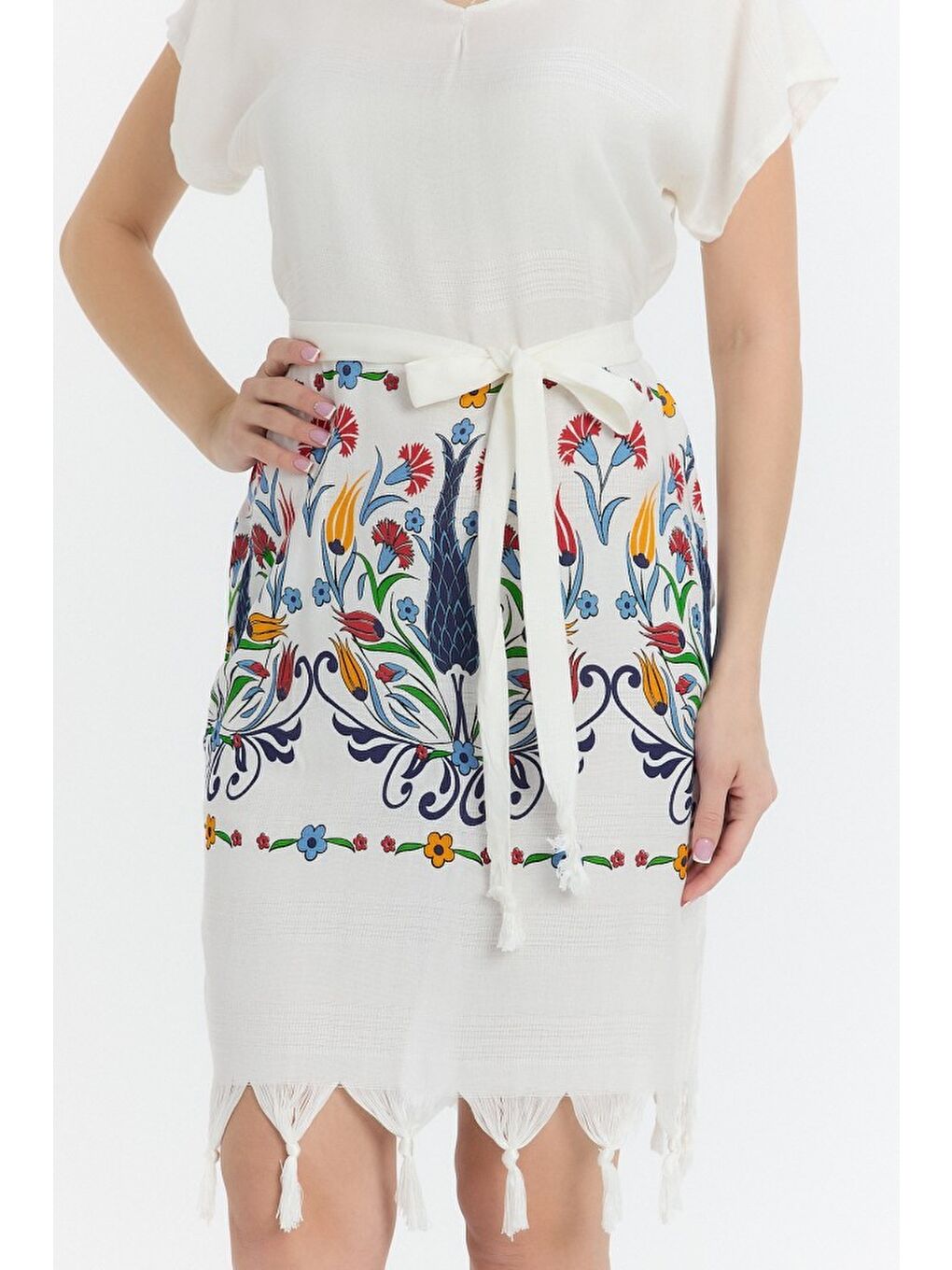 Lacivert Copia Kadın Bambu Plaj Elbisesi-3