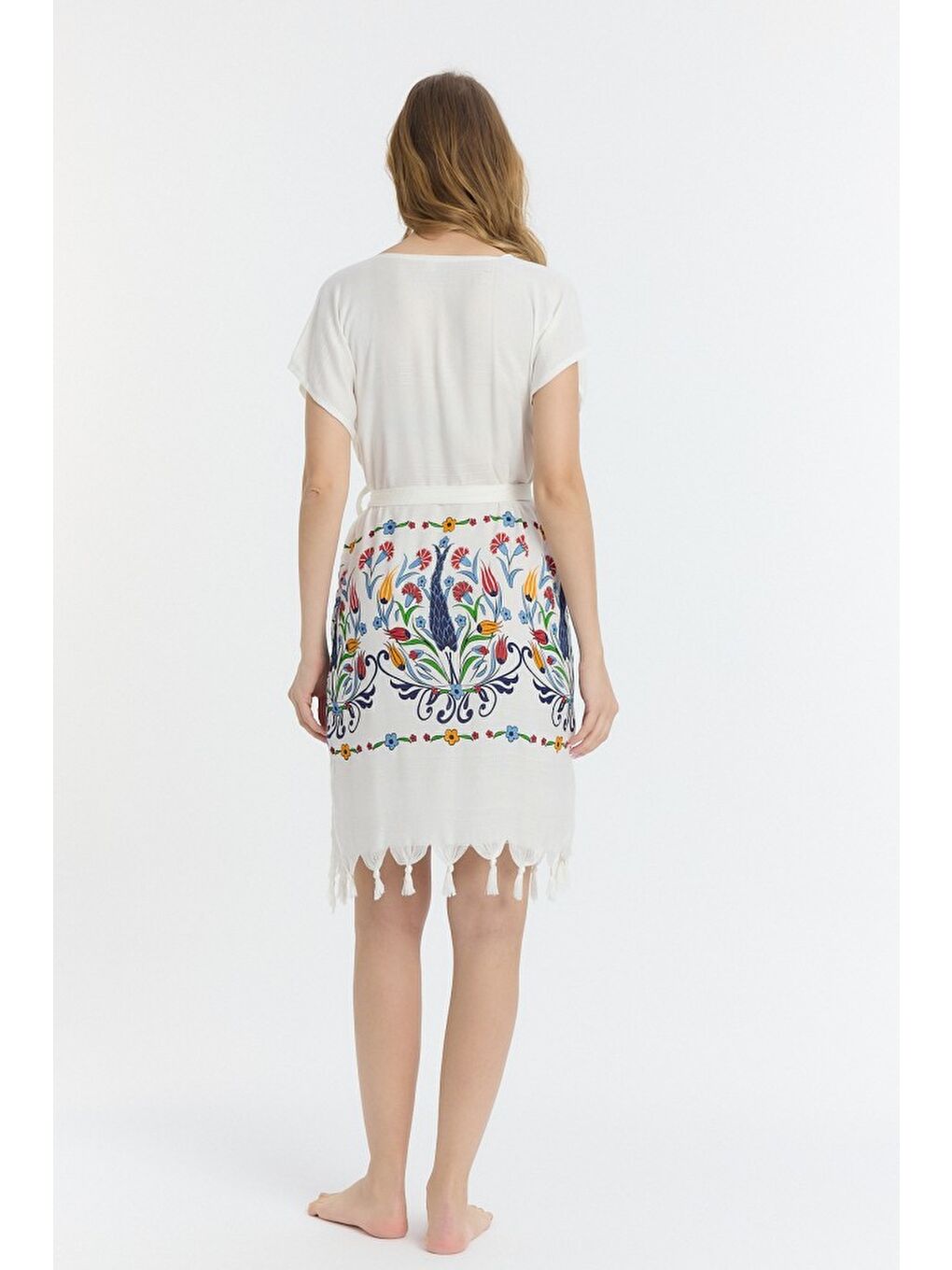 Lacivert Copia Kadın Bambu Plaj Elbisesi-6